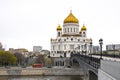 Moscow, Russia - May 04, 2022: Cathedral of Christ the Savior on the banks of the Moscow river, view from the Patriarchal bridge Royalty Free Stock Photo