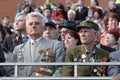 Moscow, Russia - may 09, 2008: celebration of Victory Day WWII parade on red square. Solemn passage of military equipment, flying Royalty Free Stock Photo