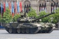 Moscow, Russia - may 09, 2008: celebration of Victory Day WWII parade on red square. Solemn passage of military equipment, flying Royalty Free Stock Photo