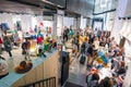 Cheese market full of locals and tourists on one of the Flacon Design Factory pavilion.