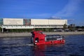 A speed pleasure boat floats across the Moskva River Royalty Free Stock Photo