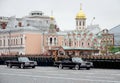 Defense Minister Sergei Shoigu and parade commander General Oleg Salyukov at the rehearsal of The victory parade.