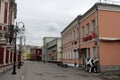 Deserted Klimentovsky lane during the coronavirus pandemic in Moscow