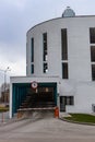 Moscow, Russia - May 01, 2022: entrance to the multi-level car park