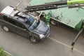 Evacuation of the car for the wrong parking on the sidewalk. Moscow / Russia - May 2019