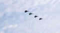 Four Su-57 fighters - aircraft participating in the main rehearsal of military parade in honor of