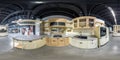 MOSCOW, RUSSIA - MAY, 2017: full seamless spherical hdri panorama inside interior of luxury stylish furniture kitchen shop store