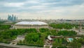 MOSCOW, RUSSIA - MAY, 24, 2017. High altitude aerial shot of renovated for FIFA World Cup 2018 Luzhniki football arena Royalty Free Stock Photo