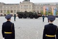 The Smerch multiple rocket fire system on Red Square during the rehearsal of the Victory Parade.