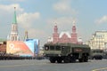 The 9K720 Iskander NATO reporting name SS-26 Stone is a mobile short-range ballistic missile system at the dress rehearsal of th