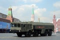 The 9K720 Iskander NATO reporting name SS-26 Stone is a mobile short-range ballistic missile system at the dress rehearsal of th