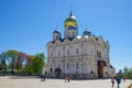 Moscow, Russia - May, 2021: Moscow kremlin in sunny spring day. Cathedral of the Archangel Royalty Free Stock Photo