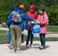 Moscow, Russia - May 31. 2021. LDPR - Liberal Democratic Party of Russia - Members hand out packages of campaign