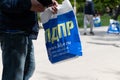 Moscow, Russia - May 31. 2021. LDPR - Liberal Democratic Party of Russia - Members hand out packages of campaign