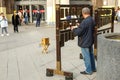 Moscow, Russia, May 02, 2021. A man plays an ancient Old Russian musical instrument bilo