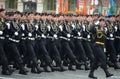 Marines of the Kirkenes Red Banner Marine Corps 61 Brigade of the coastal forces of the Northern Fleet during the parade on Red Sq