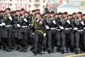 Marines of the 61st separate Kirkenes red banner brigade of the marine corps of the coastal forces of the Northern fleet at the dr