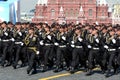 Marines of the 61st separate Kirkenes red banner brigade of the marine corps of the coastal forces of the Northern fleet at the dr