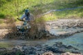 Driving along a puddle Royalty Free Stock Photo