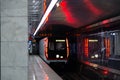 MOSCOW, RUSSIA - May 23, 2018: Moscow metro station Spartak is next to SPARTAK stadium which host mundiale worldcup 2018 matches Royalty Free Stock Photo