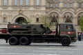 Multifunctional robotic complex mine `Uranium-6` on red square during the rehearsal of the Victory parade.