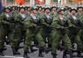 Paratroopers of the Kostroma 331st guards parachute regiment during the parade on red square in honor of Victory Day