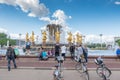 MOSCOW, RUSSIA - May 27, 2017: The Peoples Friendship Fountain in Exhibition of Achievements of National Economy VDNKh . Royalty Free Stock Photo