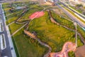 Moscow, Russia - May 31, 2019: Picturesque aerial view of Park Tiufielieva Roshcha in Moscow, Russia