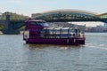 Pleasure boat - a river tram takes place on the Moscow River