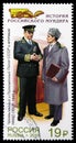 Postage stamp printed in Russia shows Ambassador Extraordinary and Plenipotentiary of the USSR, History of the Russian Uniform