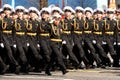 Pupils of the Sevastopol Nakhimov Naval School during the dress rehearsal of the parade on Red Square in honor of Victory Day