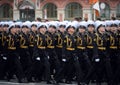 Pupils of the St. Petersburg Nakhimov naval school during the parade on red square in honor of Victory Day