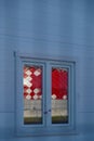 MOSCOW, RUSSIA - May 23, 2018: Reflection of the architecture of the stadium in the Accreditation Center window Royalty Free Stock Photo
