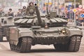 Russian tankmen on their combat vehicles