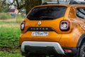 MOSCOW, RUSSIA - MAY 08, 2021 Renault Duster second generation details view. Exterior close up view of car tailgate and modern bac