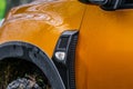 MOSCOW, RUSSIA - MAY 08, 2021 Renault Duster second generation details view. Exterior close up view of modern turn signal with rai