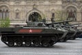 Russian combat vehicle for transporting paratroopers of airborne troops BMD-4 during the dress rehearsal of the Victory Parade.