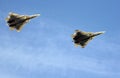 Russian multi-purpose fighters of the fifth generation of Su-57 during the military parade, fly in the sky over Red Square. Royalty Free Stock Photo