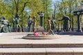 Moscow, Russia - May 01, 2019: Sculptural composition Children - victims of adult vices on Bolotnaya square in Moscow against Royalty Free Stock Photo