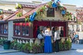 Moscow, Russia -may 14.2016. Shopping Festival Pavilion Moscow Spring in Klimentovsky Lane