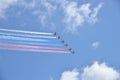 Russian military aircraft fly in the sky Royalty Free Stock Photo