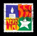 Candle and star, December stamps serie, circa 1994