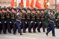 Students of the Tver Military Suvorov School during the Victory Day parade on Moscow`s Red Square