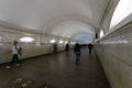 Moscow, Russia may 25, 2019 transition from Paveletskaya metro station to the metro station on the ring line, people rush to work