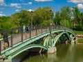 Tsaritsyno park iron bridge, with people Royalty Free Stock Photo