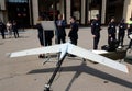 Unmanned aerial vehicle at the exhibition of police equipment.