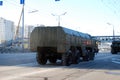 Around the city the operational and tactical missile system of OTRK `Iskander M` goes.