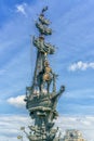 Moscow, Russia - May 26, 2019: View of the monument to Russian emperor Peter the Great Peter First, architect Zurab Tseretely