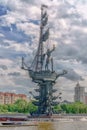 Moscow, Russia - May 26, 2019: View of the monument to Russian emperor Peter the Great Peter First, architect Zurab Tseretely