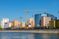 Moscow,  construction of new buildings on the embankment Royalty Free Stock Photo